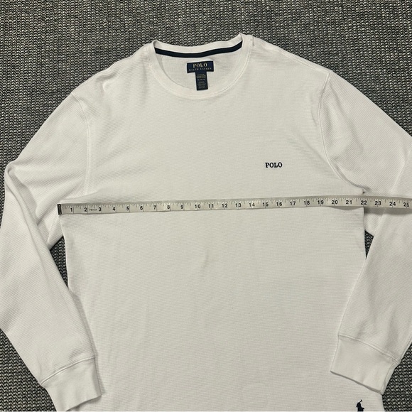 Polo by Ralph Lauren Classic White Waffle Knit Long Sleeve Tee - Picture 4 of 5